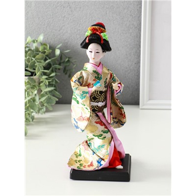 Кукла коллекционная «Японка в цветочном кимоно с бабочкой на руке», 25×9.5×9.5 см