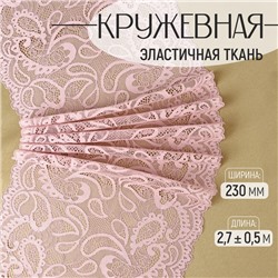 Кружевная эластичная ткань, 230 мм, 2.7±0.5 м, пудровая