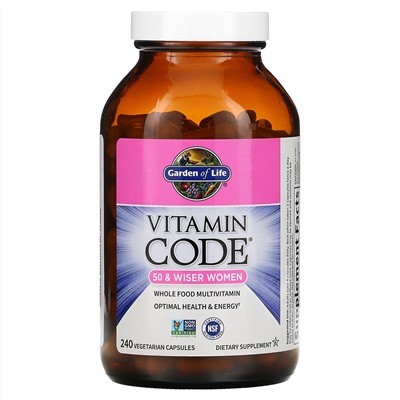 Garden of Life, Vitamin Code, мультивитамины из цельных продуктов для женщин от 50 лет, 240 вегетарианских капсул