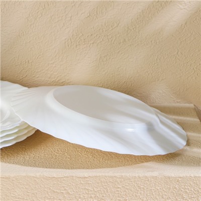 Тарелки Luminarc TRIANON, d=25 см, обеденные, набор 6 шт., стеклокерамика, белые