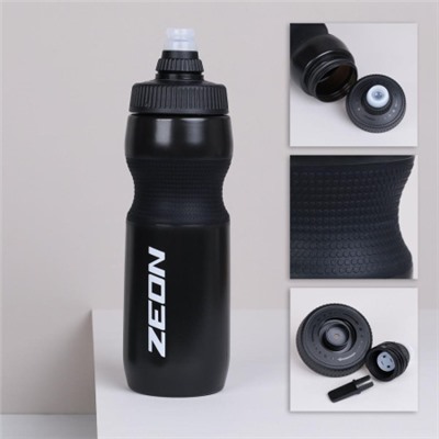 Бутылка для воды велосипедная ZEON WB225 гоночная, антискольз, NEW кэмэлбак, пищевой hi-quality PP, 750ML цвет black/уп100