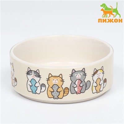 Миска керамическая "Парные коты" 200мл, 10,5 х 4 см
