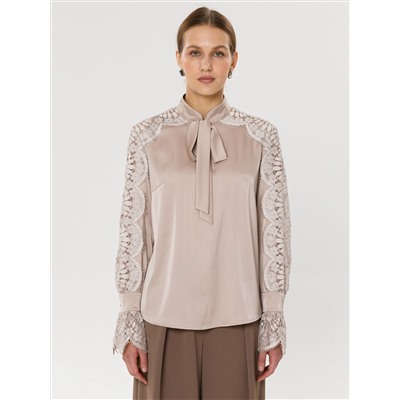 Блуза бежевая с кружевом