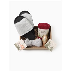 Набор новогодний подарочный «Этель. Звери в лесу», 5 предметов, полотенце 30×60 см, повязка на голову, расчёска