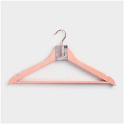 Плечики - вешалки для одежды LaDо́m Rose Gold, 44.5×1.2×23 см, 2 шт., с перекладиной, покрытие вельвет, широкие плечики, розовые
