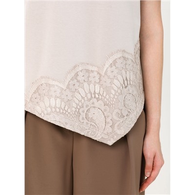 Блуза бежевая с кружевом