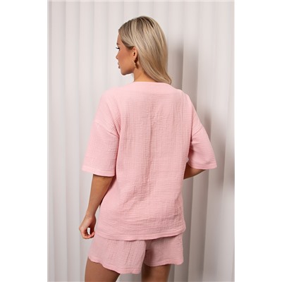 Костюм летний розовый с шортами Кейти №1