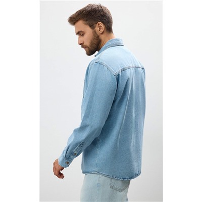 Рубашка джинс P311-1241 middle blue