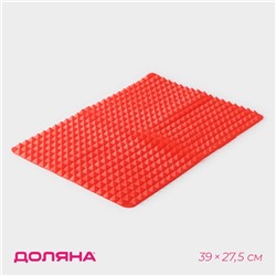 Коврик - антижир для запекания Доляна «Шипы», силикон, 39×27.5 см, красный