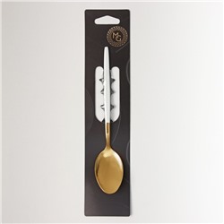 Ложка чайная Magistro «Блинк», 15.5×2.8 см, белая ручка, на подвесе, нержавеющая сталь, золотистая