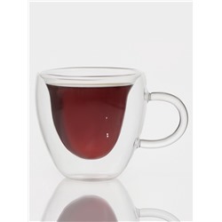 Кружка с двойными стенками Magistro «Сердце», 250 мл, стекло, прозрачная