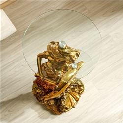 Столик журнальный декоративный «Дельфин и русалка», под золото, 48×48×104 см