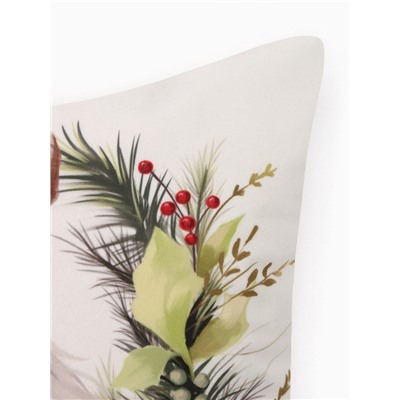 Наволочка декоративная новогодняя «Этель. Лошадь в венке», 40×40 см, велюр