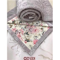Плед покрывало KENZO велюр /хлопок 200/230 серое