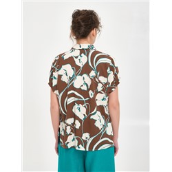 Блузка коричневая с принтом