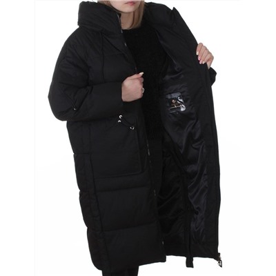 6615 BLACK Пальто зимнее женское (200 гр. холлофайбер)