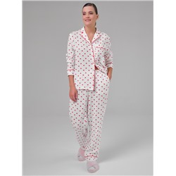 Блузка белая в сердечко из муслина с накладным карманом