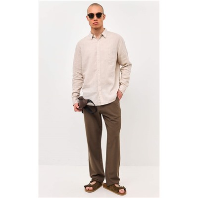 Рубашка д/р лен F111-0450-1 beige