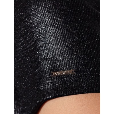 Футболка облегающая из хлопка в рубчик с V вырезом и матовым покрытием металлик