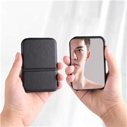 Зеркало карманное складное из экокожи, 10,5*7 см.