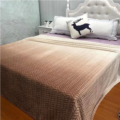 Плед двуцветный  косичка 200/220 бежевый  1403-12