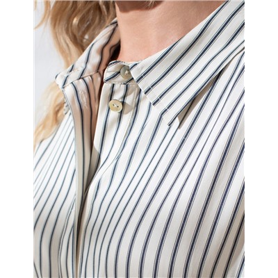 Платье в полоску А-силуэта с поясом из легкого хлопкового поплина