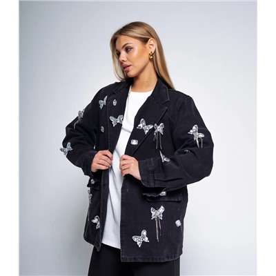Джинсовый пиджак #КТ6808 (1), чёрный