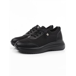 03-A629-1 BLACK Кроссовки-носки "Снокеры" женские (натуральная кожа, текстиль)