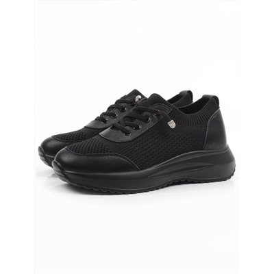 03-A629-1 BLACK Кроссовки-носки "Снокеры" женские (натуральная кожа, текстиль)