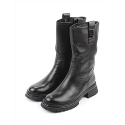 02-B87B-175A BLACK Сапоги демисезонные женские (натуральная кожа, байка)