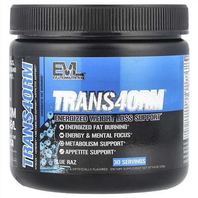 EVLution Nutrition, Trans4orm®, активная поддержка для снижения веса, синяя ветвь, 135 г (4,8 унции)