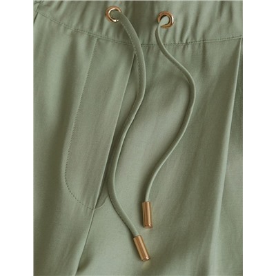 Брюки бананы с поясом на резинке из плотного лиоцелла