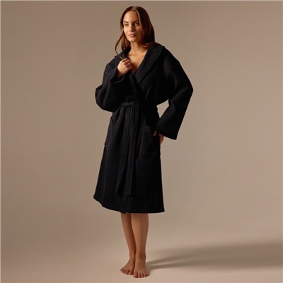 Халат вафельный женский SL HOME: Basic «Дарк Маре», хлопок 100%, чёрный