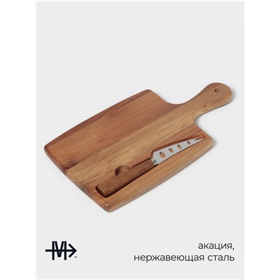 Набор для подачи сыра Magistro Shape, нож, доска, акация