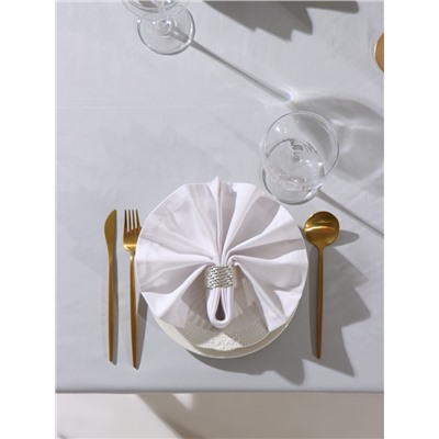 Набор салфеток с декоративными кольцами «Этель» White pleasure, 40×40 см - 4 шт., 100% хлопок, саржа 190 г/м²