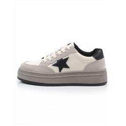 03-YE475-2 BEIGE/GREY Кроссовки женские (натуральная кожа)