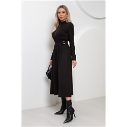 Платье трикотажное чёрное с карманами Розалинда №1