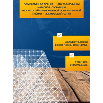 Плёнка армированная для теплиц Greengo, полиэтиленовая с леской, УФ-стабилизатором, 10×2 м, 140 мкм