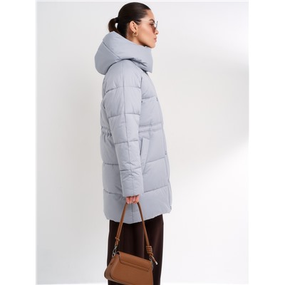 Пуховик женский серо-голубой