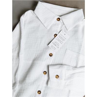 Муслиновая рубашка с карманом белая