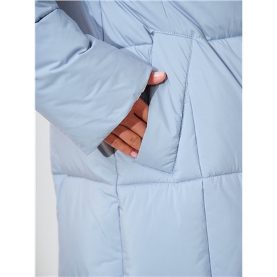 Пуховик женский серо-голубой