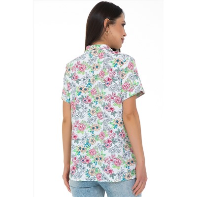 Блузка белая с цветочным принтом