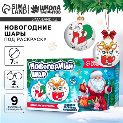 Ёлочные шары под раскраску «Новый год! Праздник в каждый дом», 2 шт., d = 7 см, набор для творчества