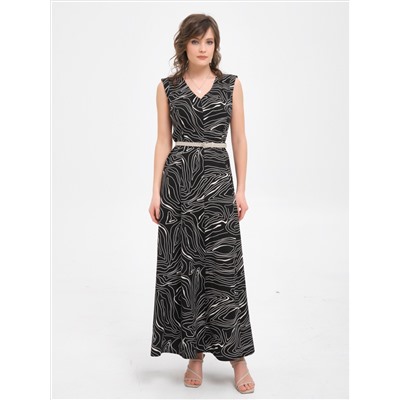 Платье макси чёрное с принтом