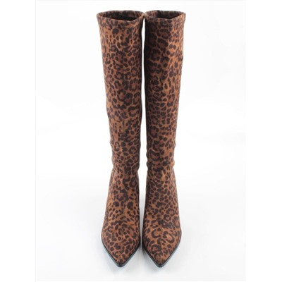 02-H26B-47ЗPC BROWN LEOPARD Сапоги демисезонные женские (велюр)