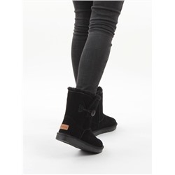 04-PAYH02-01Z BLACK  Угги женские (натуральная замша, 100% шерсть, натуральный мех)