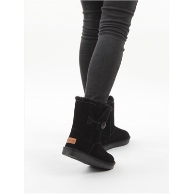 04-PAYH02-01Z BLACK  Угги женские (натуральная замша, 100% шерсть, натуральный мех)