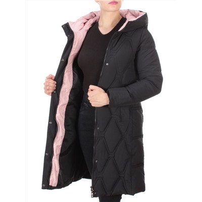2158 BLACK Пальто зимнее облегченное  женское YINGPENG (150 гр. холлофайбер)