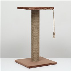 Когтеточка-столбик, Ø10, с площадкой, КД-37, джут 35×35×64 см, микс