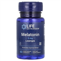 Life Extension, Мелатонин, 3 мг, 60 вегетарианских пастилок